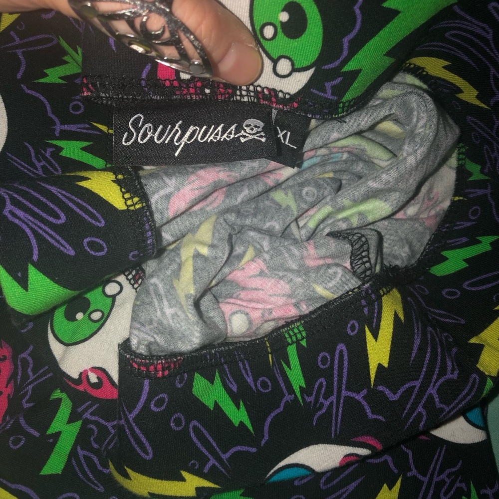 🆕 👀💚⚡️Sourpuss Electric Eyeballs Midi Skirt⚡️💚👀 - Picture 3 of 3